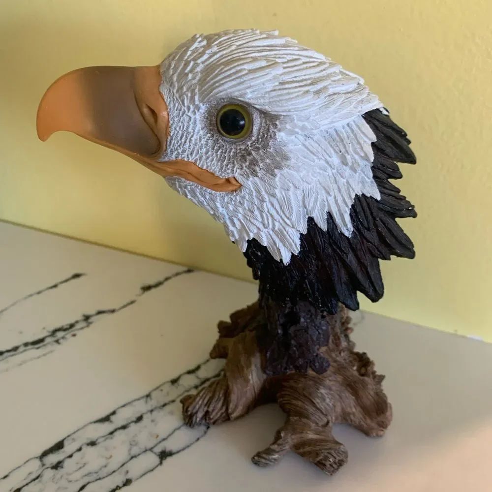 White and Brown Bald Eagle Sculpture Art Herco